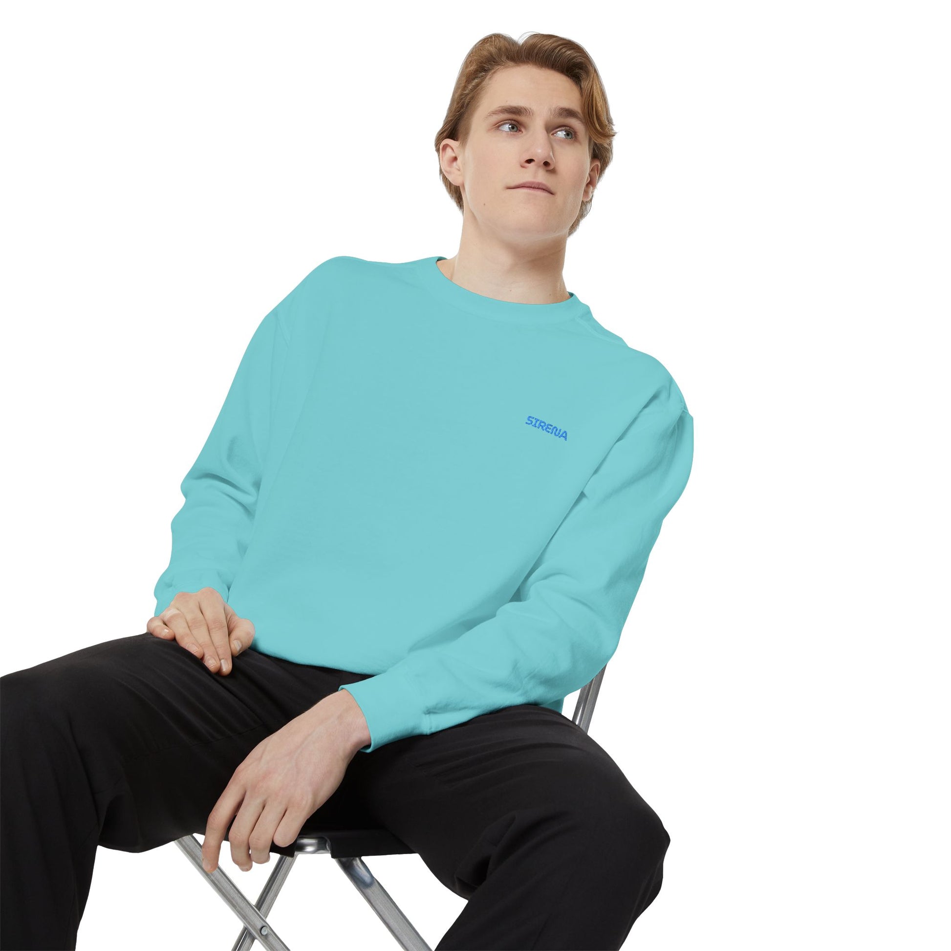 'Sirena' Embroidered Logo Unisex Garment-Dyed Sweatshirt