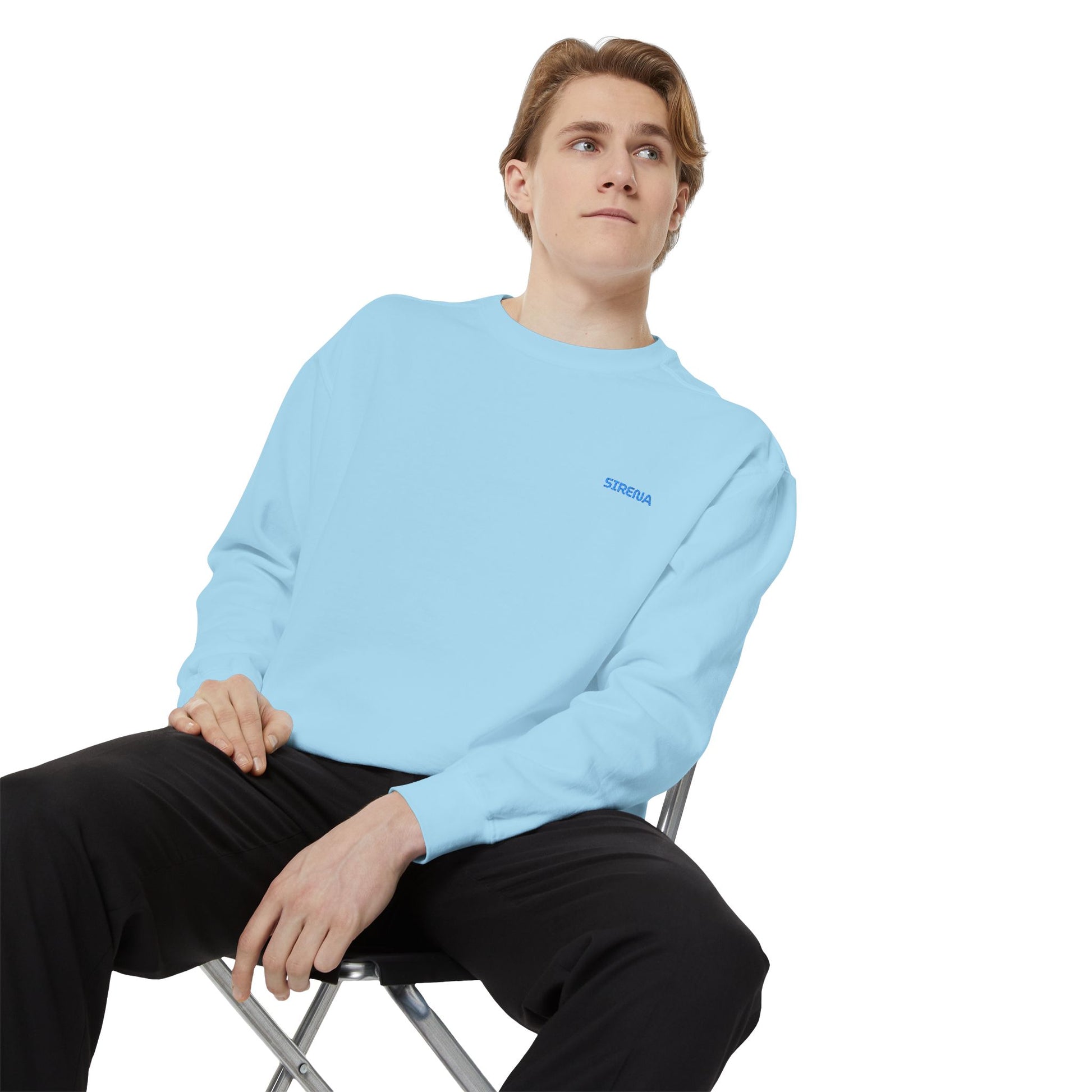 'Sirena' Embroidered Logo Unisex Garment-Dyed Sweatshirt