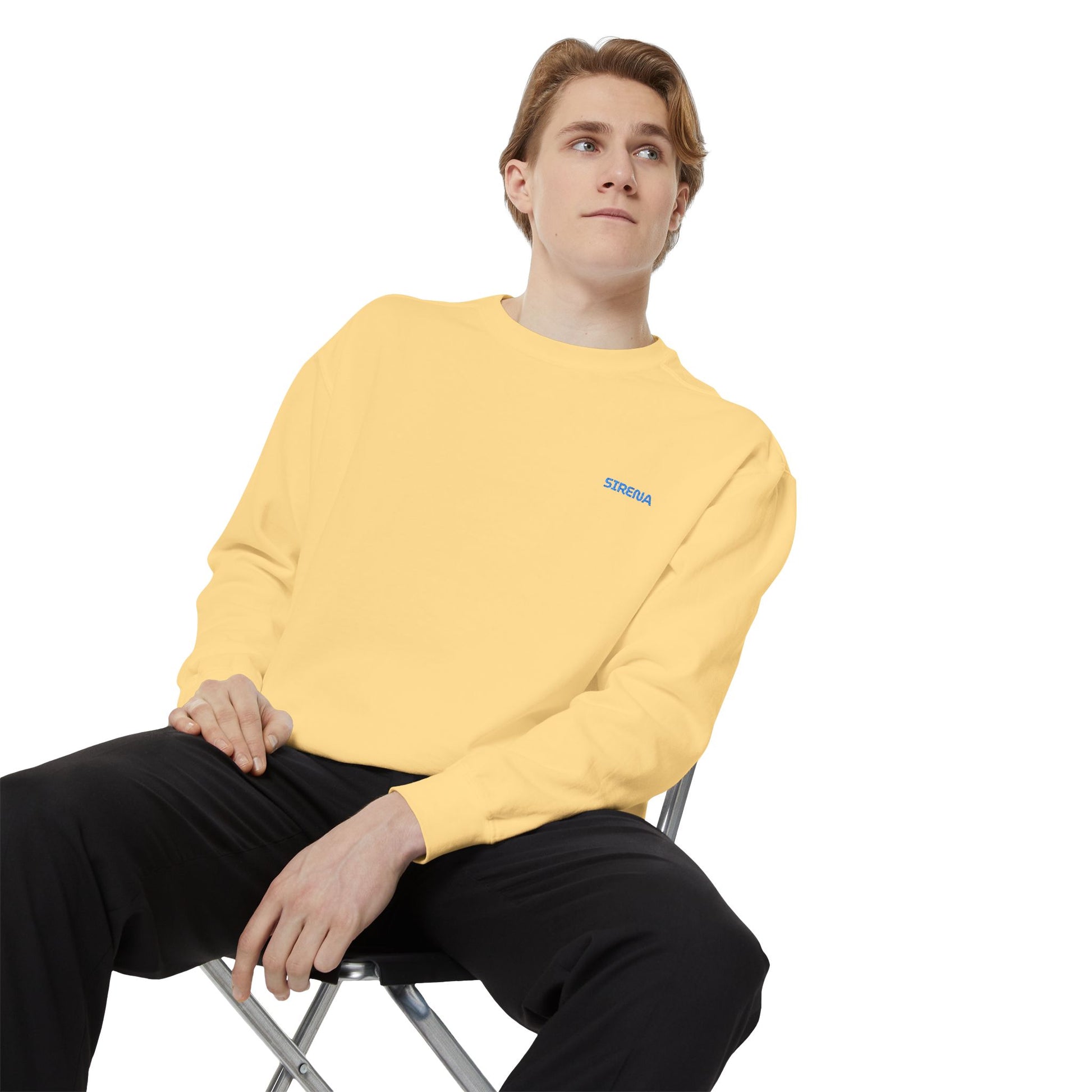 'Sirena' Embroidered Logo Unisex Garment-Dyed Sweatshirt