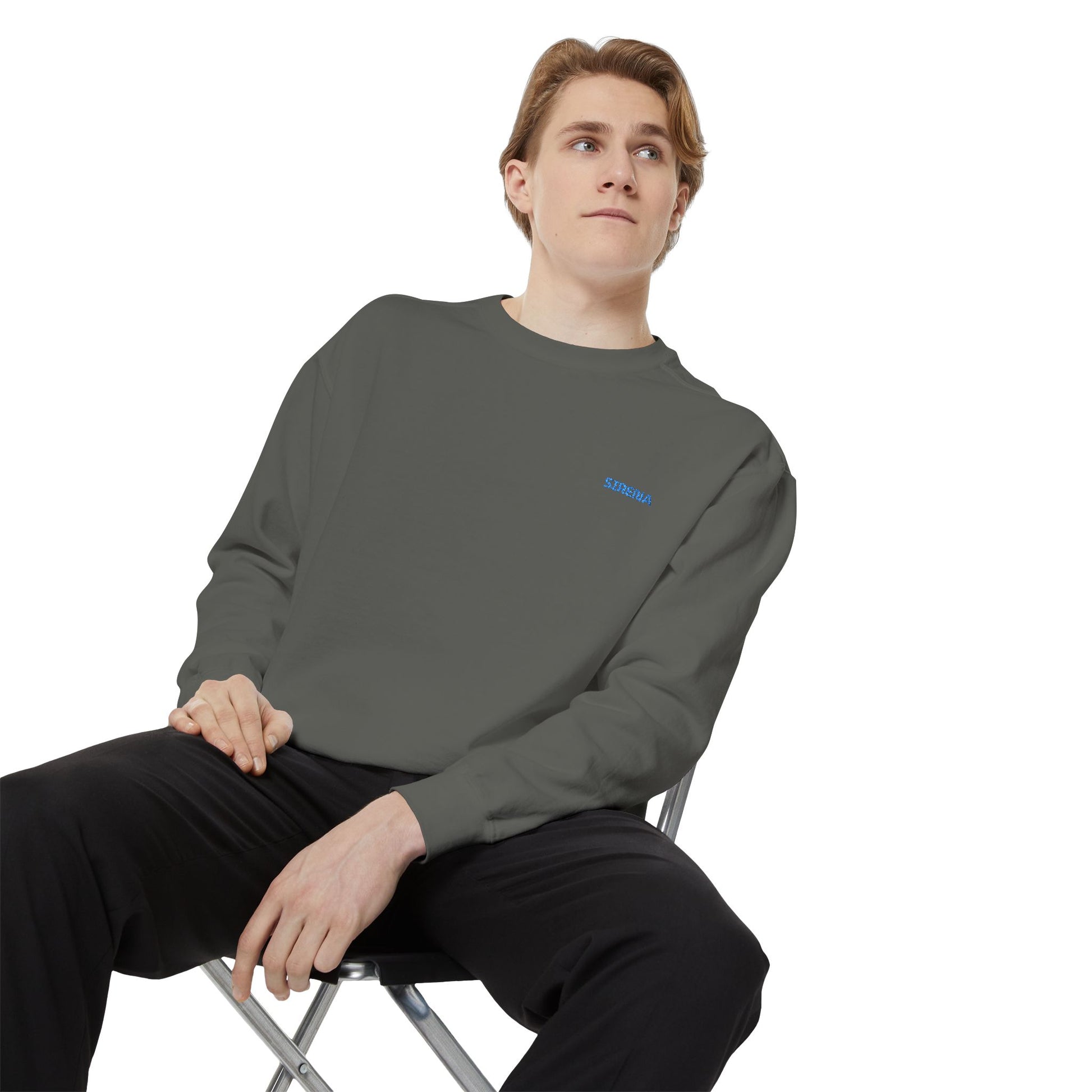 'Sirena' Embroidered Logo Unisex Garment-Dyed Sweatshirt