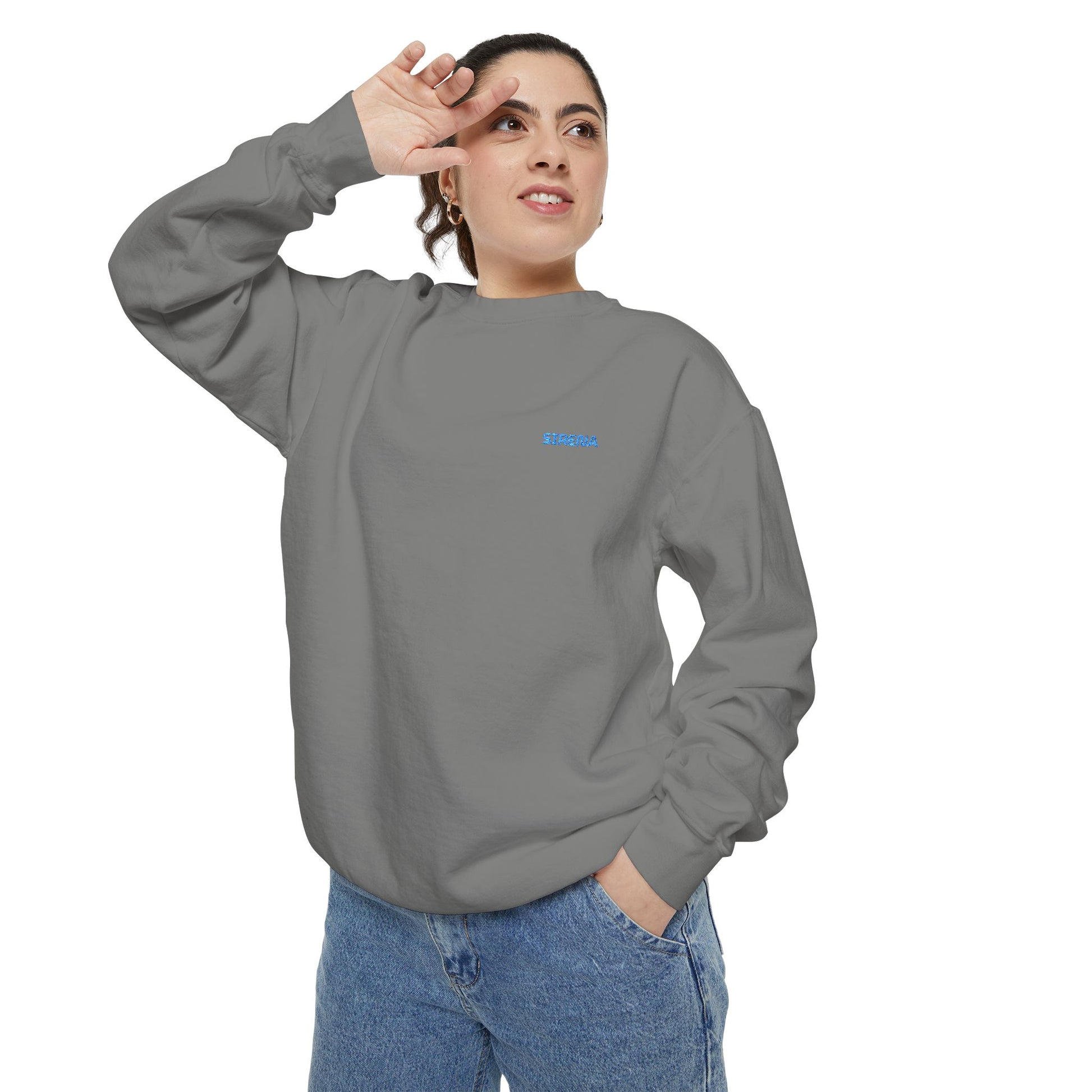 'Sirena' Embroidered Logo Unisex Garment-Dyed Sweatshirt
